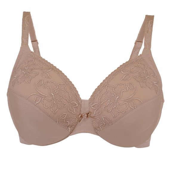 Glamorise 32C ELEGANCE Bra (UNDERWIRED) Embroidered (SMOOTHING) TAUPE NEW - Picture 1 of 11